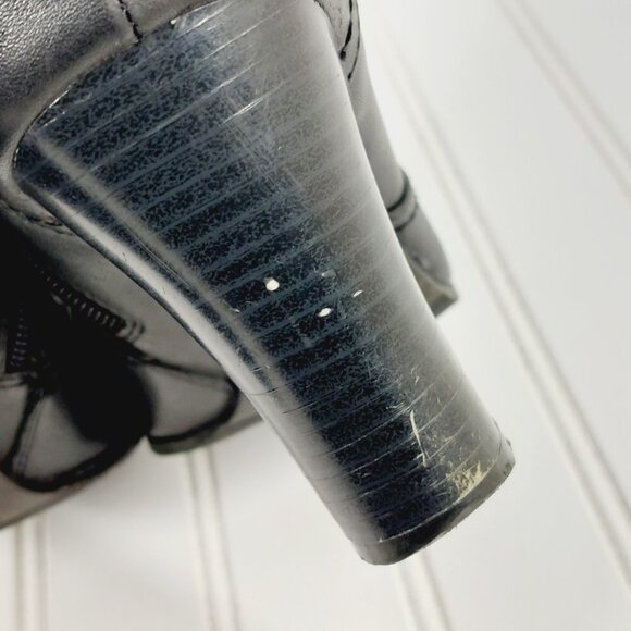 Laura Ashley Black Leather Selma Heeled Ankle / Mid Calf Boots with Buckle H712 - Picture 8 of 13